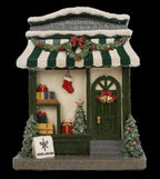 Resin Light-Up Christmas Village House with Gift Store