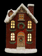 Resin Light-Up Christmas Village Brick House