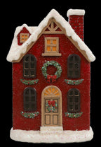 Resin Light-Up Christmas Village Brick House