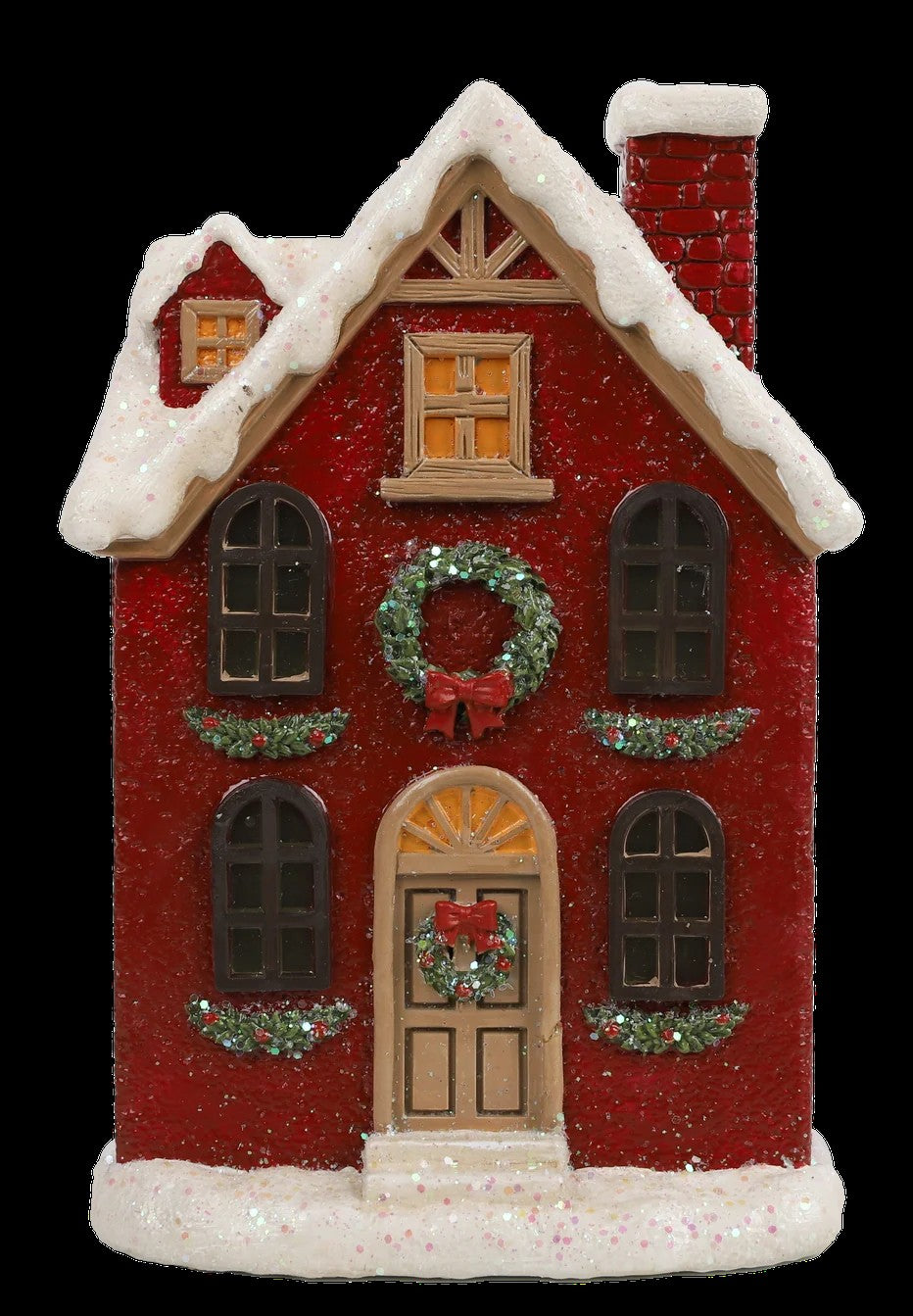 Resin Light-Up Christmas Village Brick House