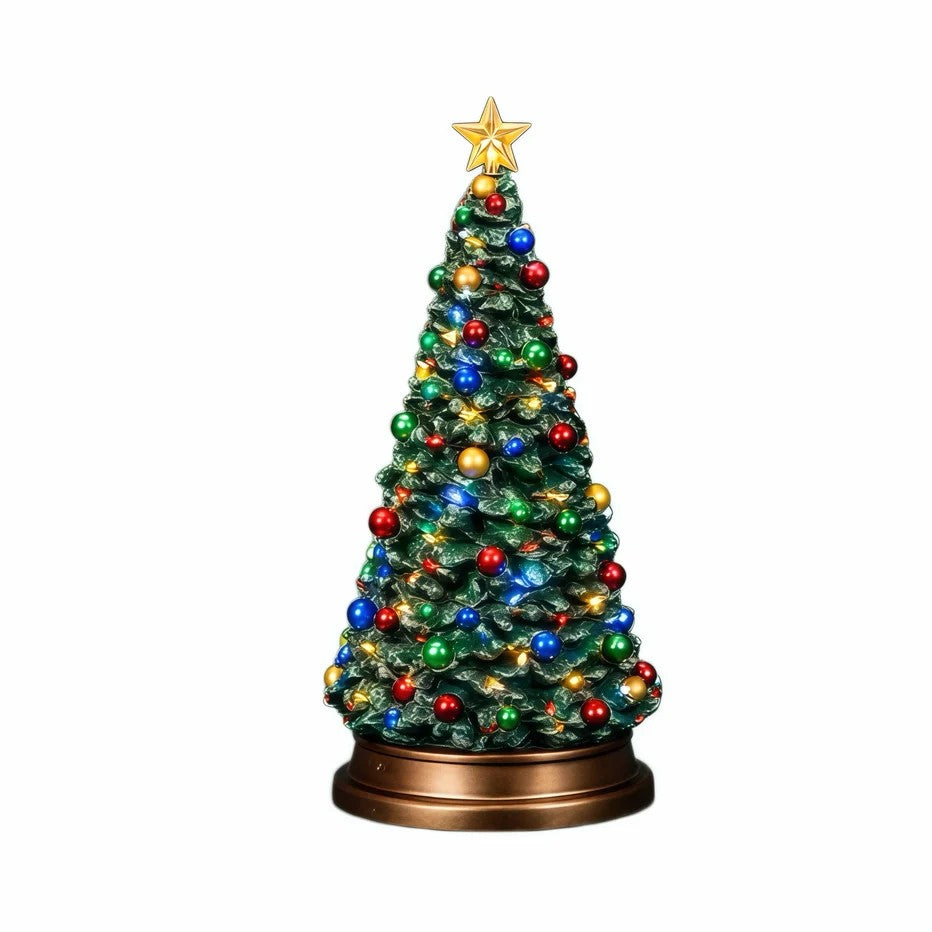 28cm Light-Up Christmas Tree Figurine with Multicolour LEDs
