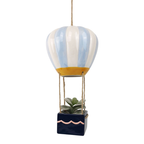 Retro Hot Air Balloon Hanging Planter – Blue | Vintage-Inspired Ceramic Planter 11 cm