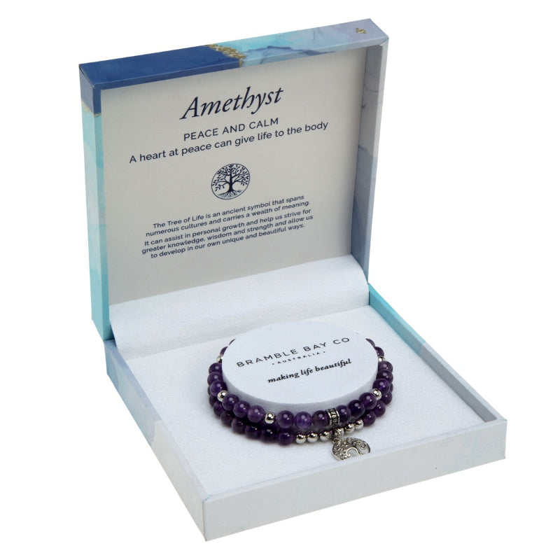 Amethyst Tree of Life Duo Bracelet Set