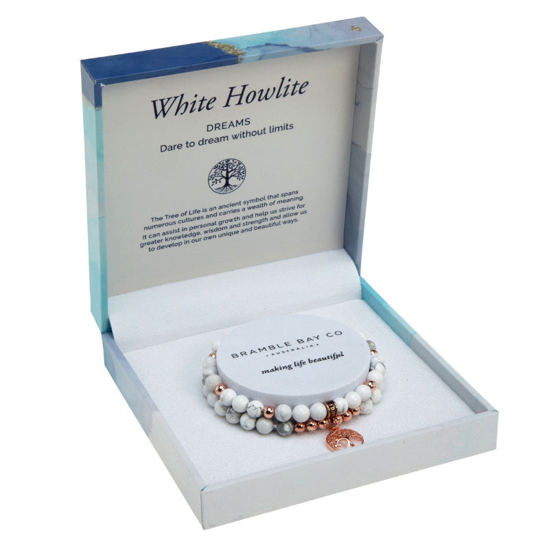 White Howlite Tree of Life Duo Bracelet Set