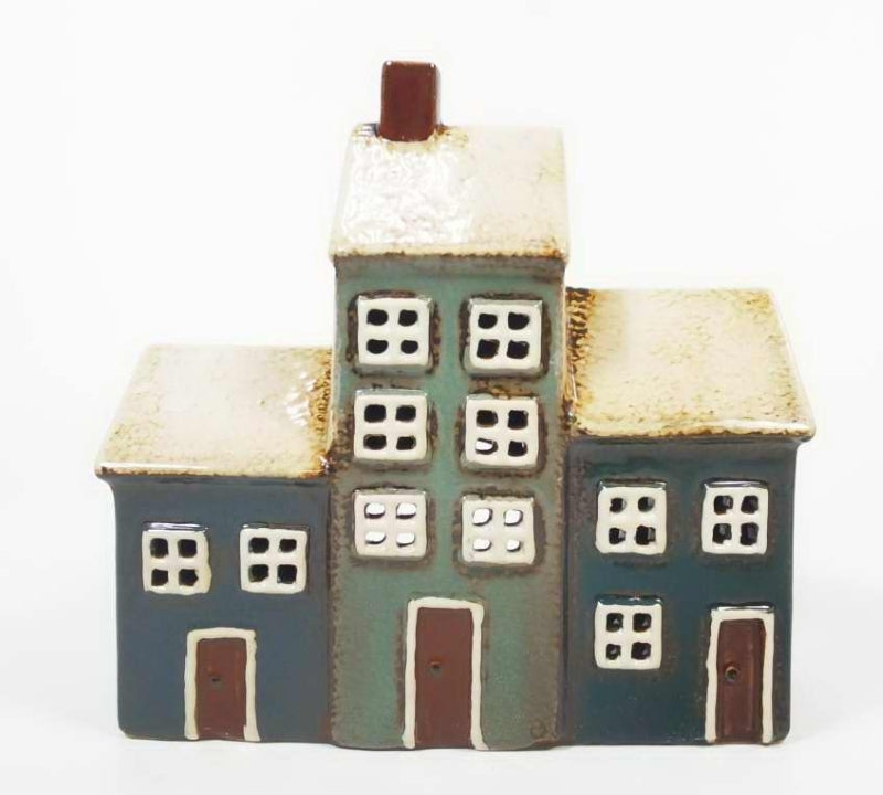 Ceramic Triple House 1 Tealight –Triple-House Candle Holder