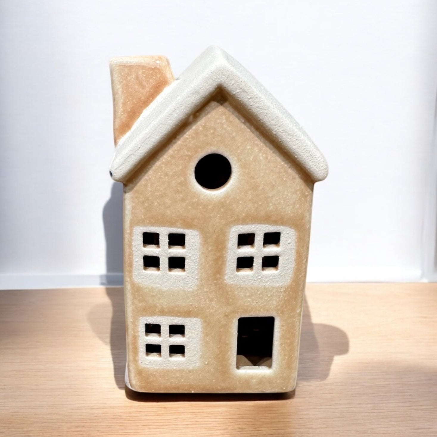 Small Cream House Tealight – Ceramic House Ornament
