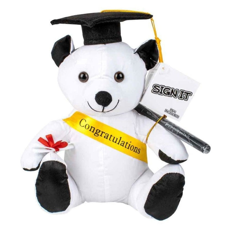 Graduation Teddy Bear – White Plush with Cap & Pen
