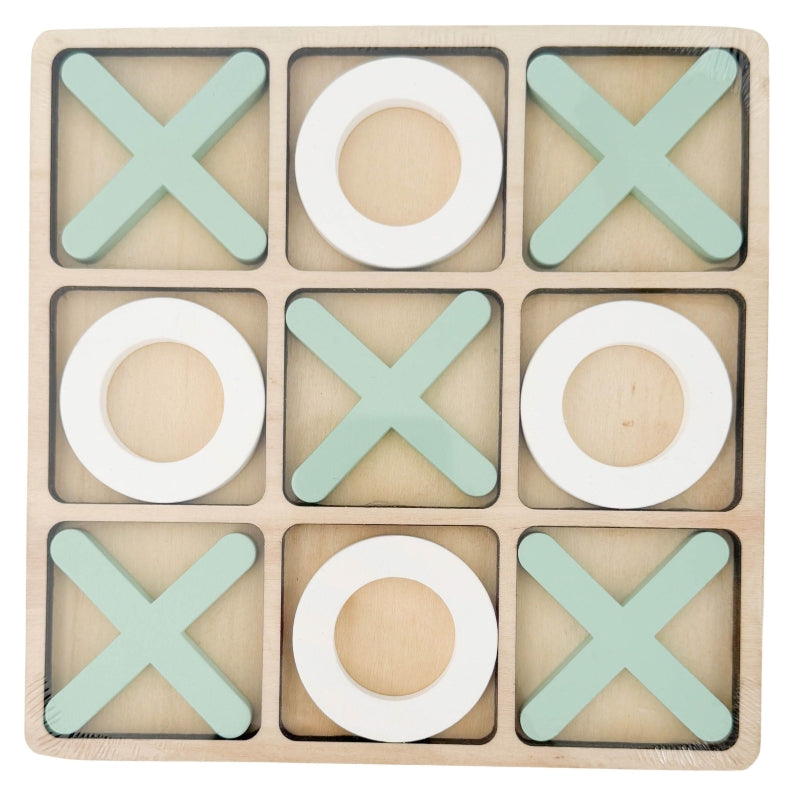 Sage & White Classic Tic Tac Toe Set – 17 cm Tabletop Game & Decorative Accent