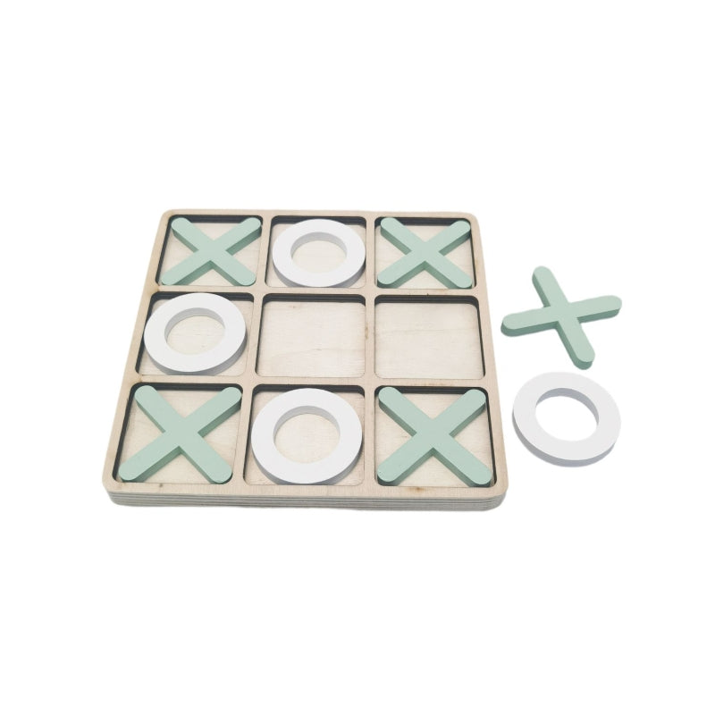 Sage & White Classic Tic Tac Toe Set – 17 cm Tabletop Game & Decorative Accent