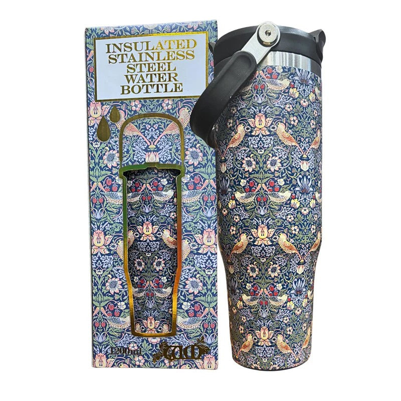 William Morris Strawberry Thief Large Water Bottle – 1200mL Insulated Stainless Steel
