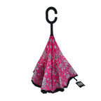 William Morris Wild Tulip Pink & White Floral Reversible Umbrella C-Handle Umbrella