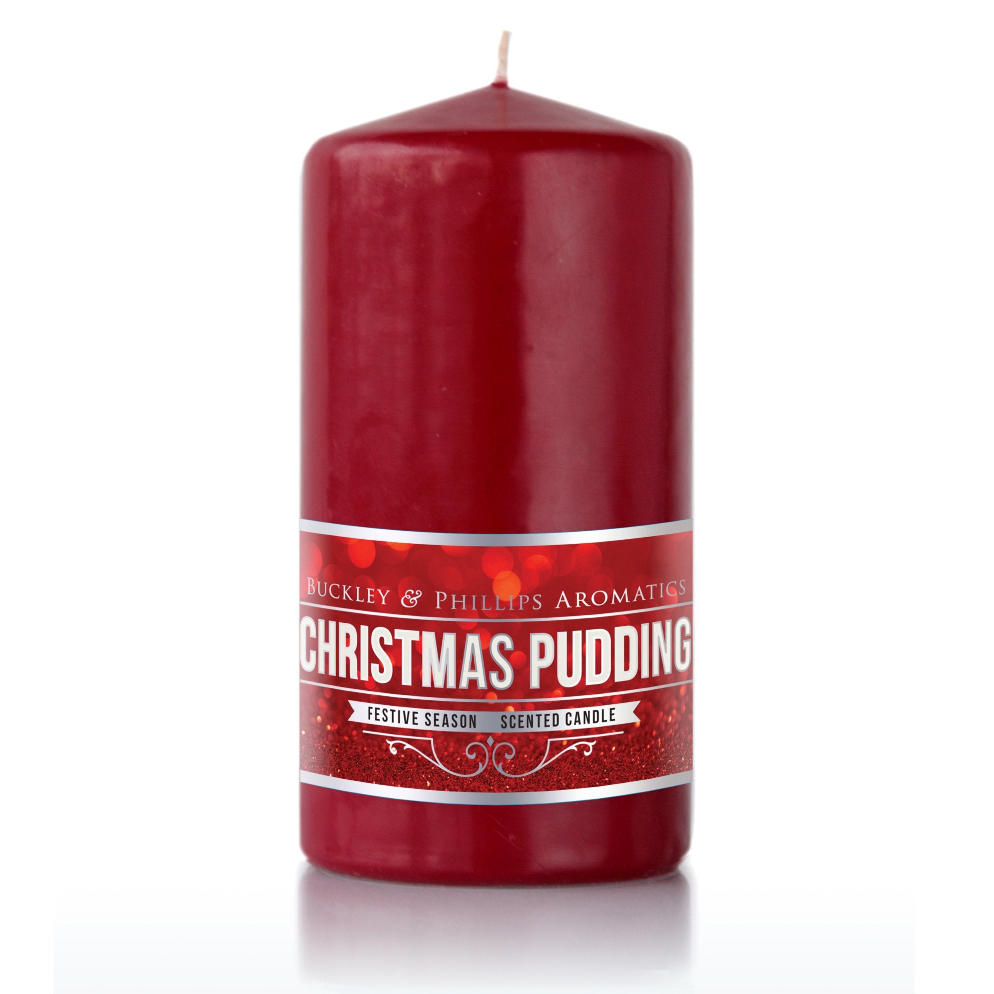 Buckley & Phillips Christmas Pudding Pillar Candle – 60-Hour Festive Fragrance