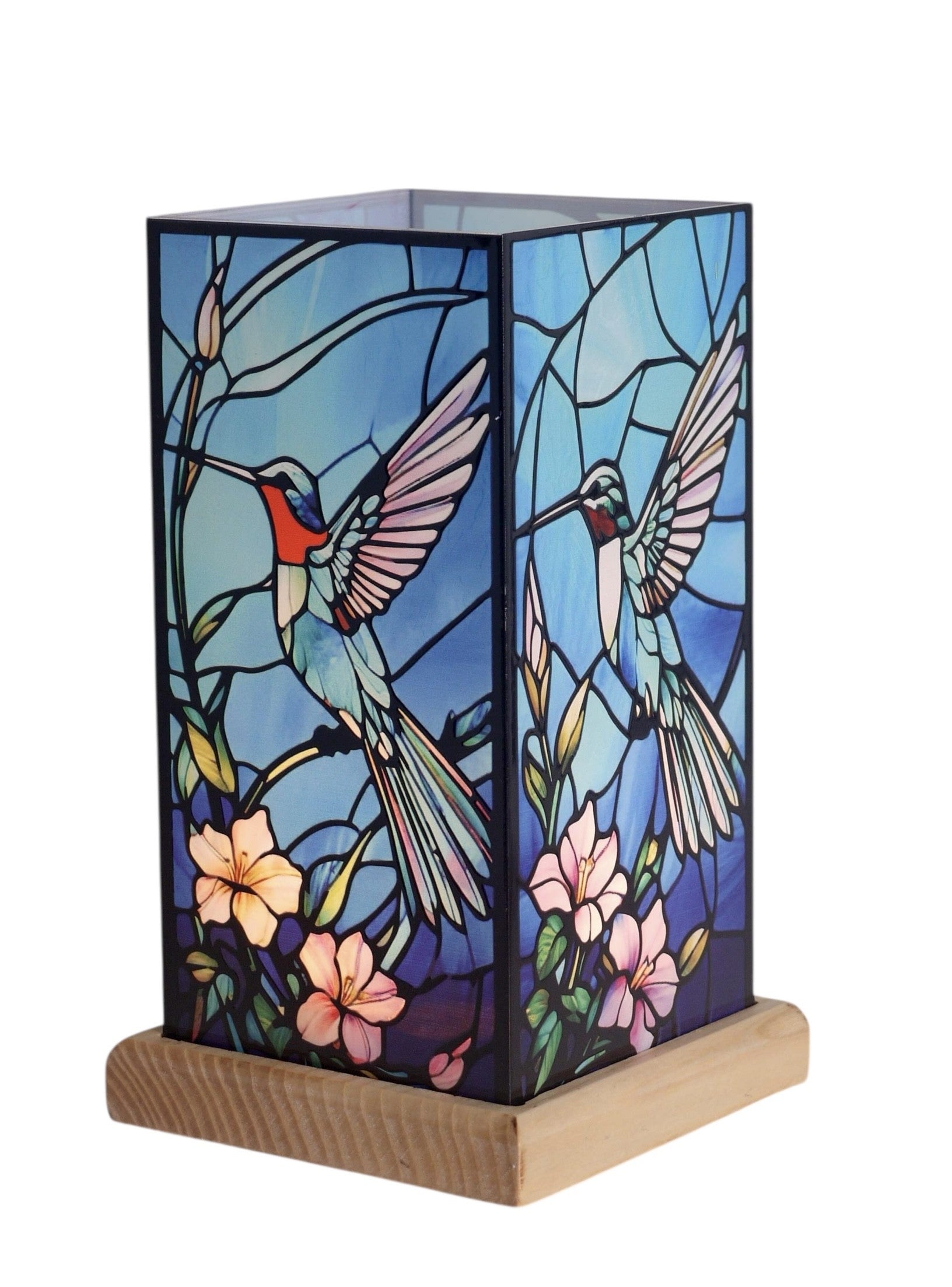 Stained Glass Hummingbird Lamp – Yellow Rock
