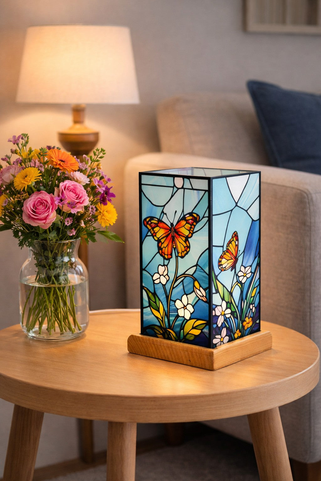 Stained Glass Butterfly Lamp – Yellow Rock