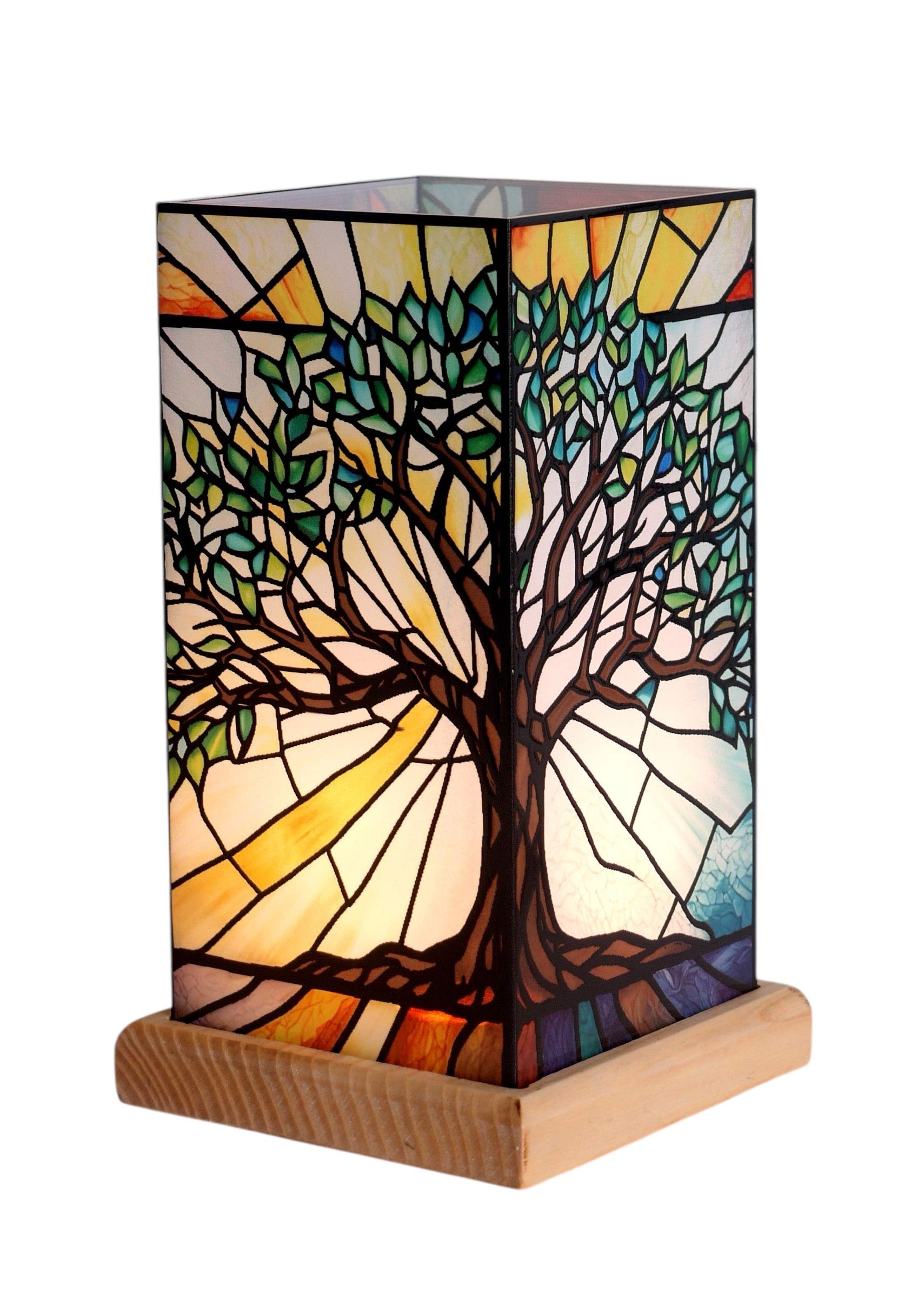 Stained Glass Tree of Life Lamp – Yellow Rock