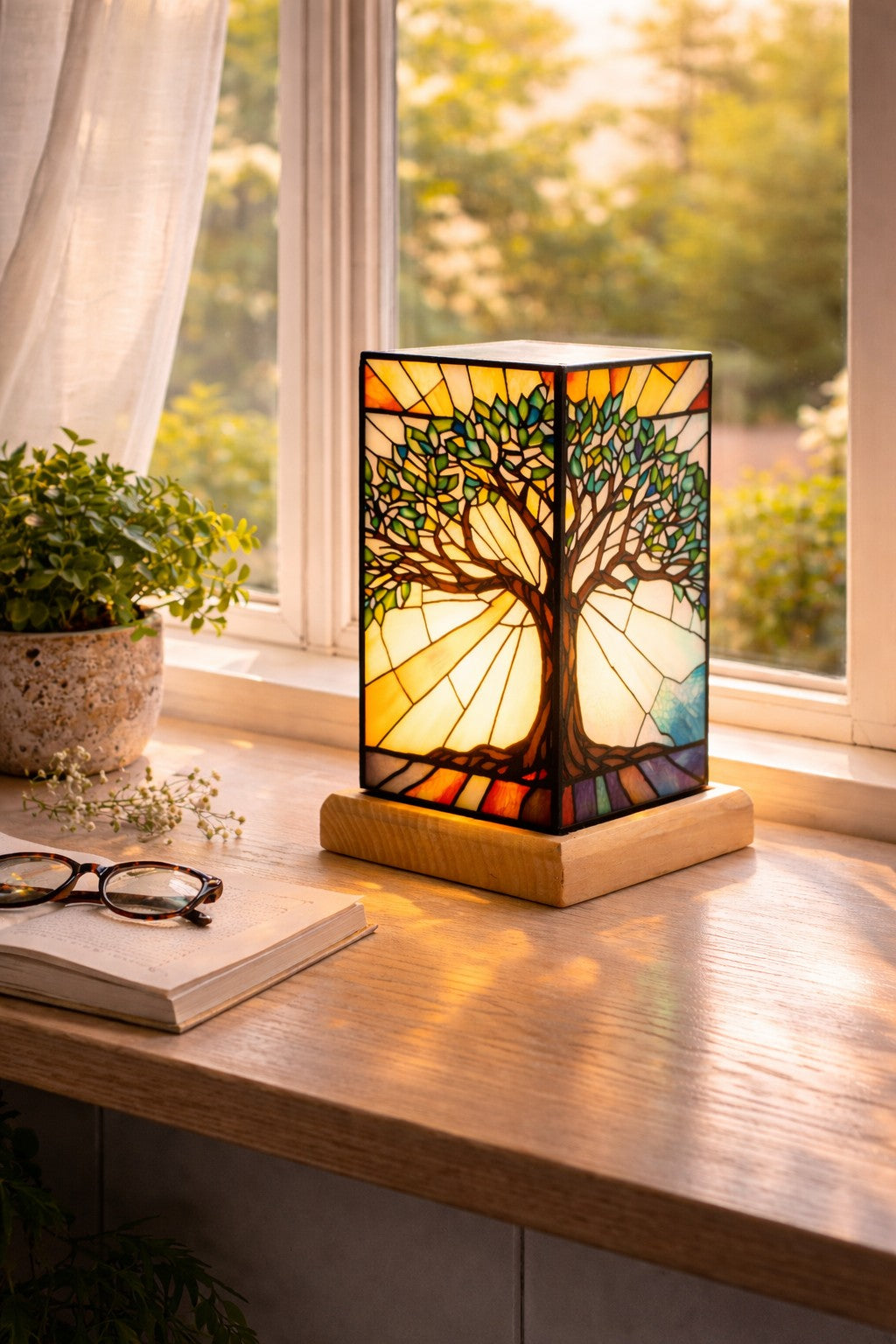 Stained Glass Tree of Life Lamp – Yellow Rock