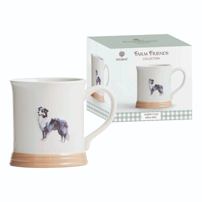 Farm Friends Border Collie Mug – 430 mL Stoneware | Rustic Farm Animal Kitchenware