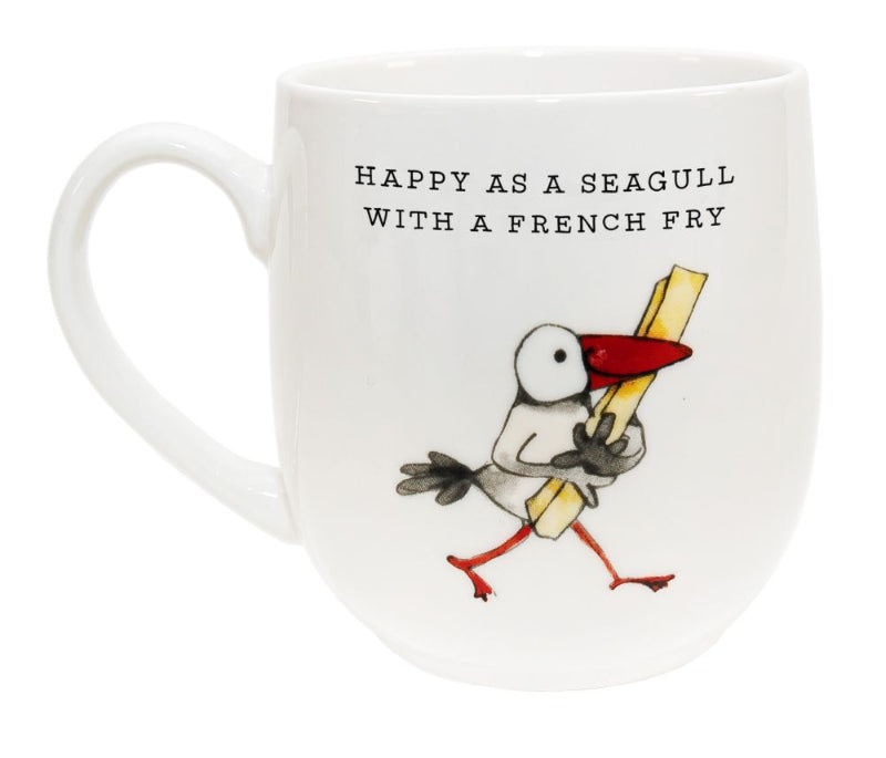 Twigseeds Fine Bone China Cup – “French Fry” (Feathered Philosophers) – 310 mL