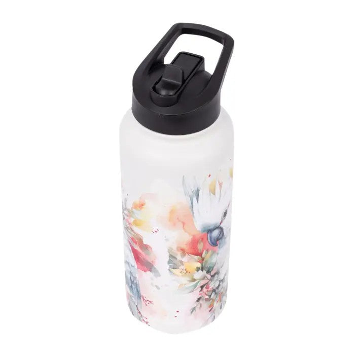 Native Blooms Cockatoo Insulated Water Bottle 950ml – Australian Flora & Fauna