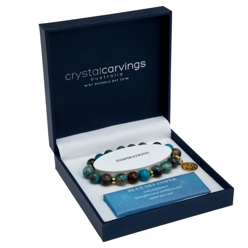 Blue Sky Jasper Tree of Life Charm Bracelet