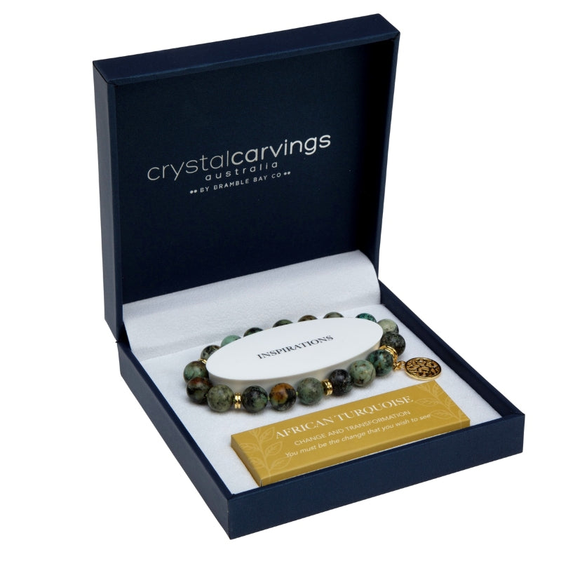 African Turquoise Tree of Life Charm Bracelet