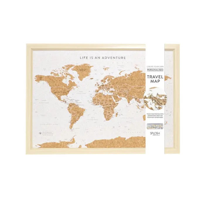 Small World Travel Map with 100 Pins- 53.5cm x 36.5cm x 2cm