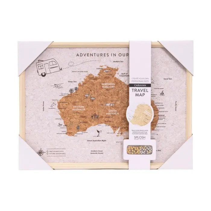 Caravan Australia Travel Map with 100 Pins- 38cm x 28cm x 2cm