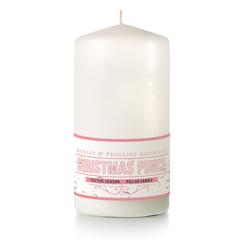 Buckley & Phillips Christmas Punch Pillar Candle – 60-Hour Festive Scent
