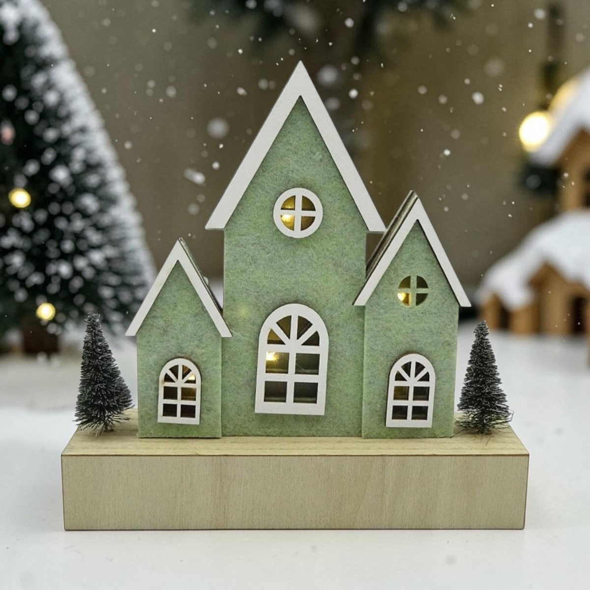 Wooden & Felt Christmas Village LED – Christmas Decoration