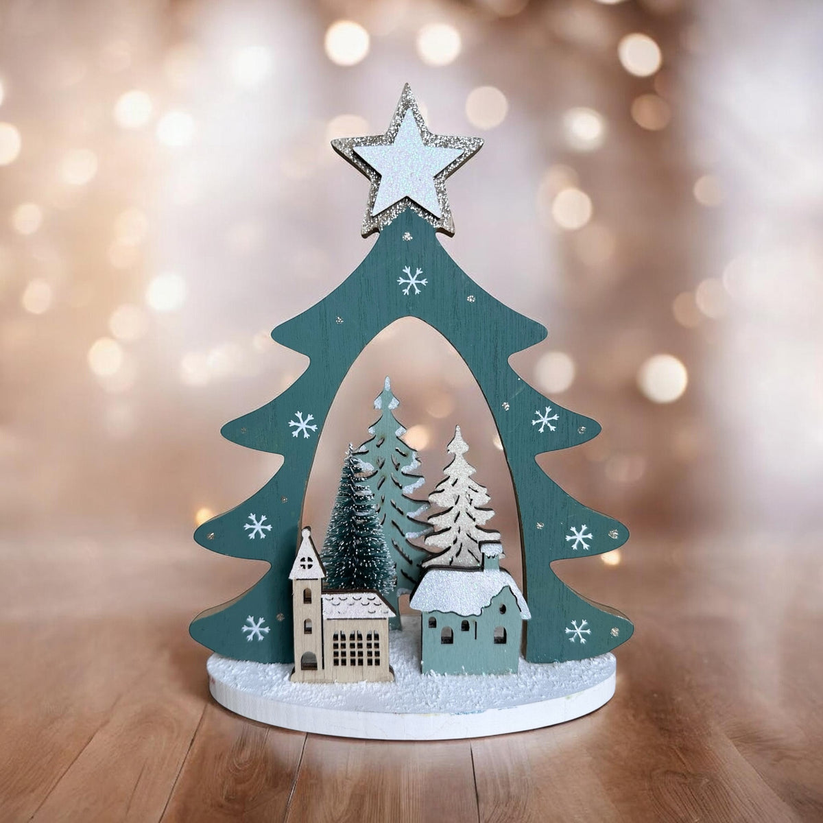 Wooden Christmas Village Scene – Christmas Decoration